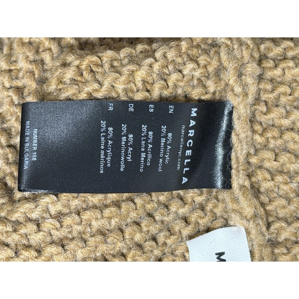 Marcella NYC Pia Turtleneck Sweater, Waffle Knit, Camel Brown, Size Medium - Picture 4 of 6